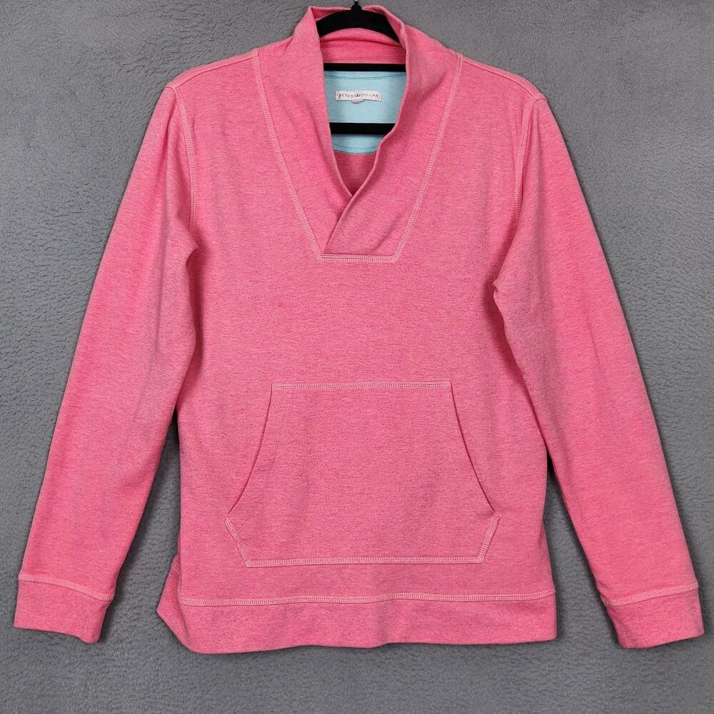Peter Millar Sweatshirt Womens Medium Pink Pullover Kangaroo Pocket LS13K34